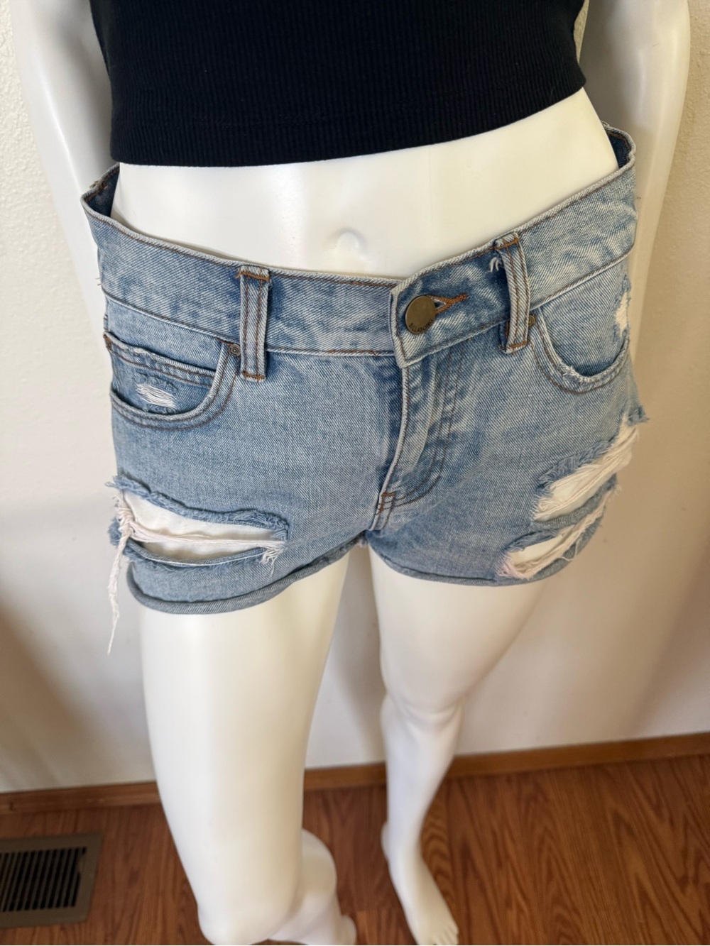 Billabong Light Wash Distressed Denim Jean Shorts